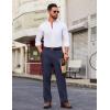 imageCOOFANDY Men Linen Dress Pants Classic Fit Suit Pants Lightweight Wrinkle Free Casual TrousersNavy Blue