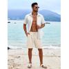 imageCOOFANDY Mens Beach Shorts 9quot Elastic Waist Drawstring Casual Shorts Regular Fit Summer Textured ShortsBeige