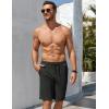 imageCOOFANDY Mens Beach Shorts 9quot Elastic Waist Drawstring Casual Shorts Regular Fit Summer Textured ShortsBlack