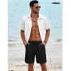 imageCOOFANDY Mens Beach Shorts 9quot Elastic Waist Drawstring Casual Shorts Regular Fit Summer Textured ShortsBlack