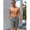 imageCOOFANDY Mens Beach Shorts 9quot Elastic Waist Drawstring Casual Shorts Regular Fit Summer Textured ShortsDark Grey