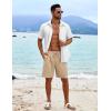 imageCOOFANDY Mens Beach Shorts 9quot Elastic Waist Drawstring Casual Shorts Regular Fit Summer Textured ShortsKhaki