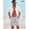 imageCOOFANDY Mens Beach Shorts 9quot Elastic Waist Drawstring Casual Shorts Regular Fit Summer Textured ShortsLight Grey