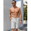 imageCOOFANDY Mens Beach Shorts 9quot Elastic Waist Drawstring Casual Shorts Regular Fit Summer Textured ShortsLight Grey