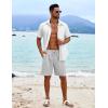 imageCOOFANDY Mens Beach Shorts 9quot Elastic Waist Drawstring Casual Shorts Regular Fit Summer Textured ShortsLight Grey