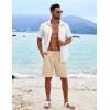 imageCOOFANDY Mens Beach Shorts 9quot Elastic Waist Drawstring Casual Shorts Regular Fit Summer Textured ShortsLight Khaki