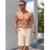 imageCOOFANDY Mens Beach Shorts 9quot Elastic Waist Drawstring Casual Shorts Regular Fit Summer Textured ShortsLight Khaki