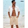 imageCOOFANDY Mens Beach Shorts 9quot Elastic Waist Drawstring Casual Shorts Regular Fit Summer Textured ShortsLight Khaki