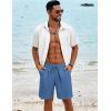 imageCOOFANDY Mens Beach Shorts 9quot Elastic Waist Drawstring Casual Shorts Regular Fit Summer Textured ShortsNavy Blue