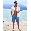 imageCOOFANDY Mens Beach Shorts 9quot Elastic Waist Drawstring Casual Shorts Regular Fit Summer Textured ShortsNavy Blue