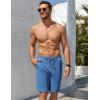imageCOOFANDY Mens Beach Shorts 9quot Elastic Waist Drawstring Casual Shorts Regular Fit Summer Textured ShortsNavy Blue