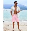 imageCOOFANDY Mens Beach Shorts 9quot Elastic Waist Drawstring Casual Shorts Regular Fit Summer Textured ShortsPink