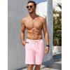 imageCOOFANDY Mens Beach Shorts 9quot Elastic Waist Drawstring Casual Shorts Regular Fit Summer Textured ShortsPink