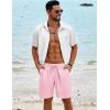 imageCOOFANDY Mens Beach Shorts 9quot Elastic Waist Drawstring Casual Shorts Regular Fit Summer Textured ShortsPink