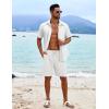imageCOOFANDY Mens Beach Shorts 9quot Elastic Waist Drawstring Casual Shorts Regular Fit Summer Textured ShortsWhite