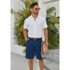 imageCOOFANDY Mens Casual Shorts 9 Inch Flat Front Lightweight Summer Beach Vacation ShortsBlue