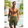 imageCOOFANDY Mens Cotton Linen Shorts 8 Inch Inseam Stretch Casual Dress Summer Beach Golf Shorts with PocketsArmy Green