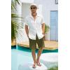 imageCOOFANDY Mens Cotton Linen Shorts 8 Inch Inseam Stretch Casual Dress Summer Beach Golf Shorts with PocketsArmy Green