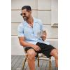 imageCOOFANDY Mens Cotton Linen Shorts 8 Inch Inseam Stretch Casual Dress Summer Beach Golf Shorts with PocketsBlack