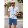 imageCOOFANDY Mens Cotton Linen Shorts 8 Inch Inseam Stretch Casual Dress Summer Beach Golf Shorts with PocketsBlue