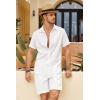 imageCOOFANDY Mens Cotton Linen Shorts 8 Inch Inseam Stretch Casual Dress Summer Beach Golf Shorts with PocketsWhite