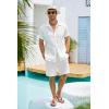 imageCOOFANDY Mens Cotton Linen Shorts 8 Inch Inseam Stretch Casual Dress Summer Beach Golf Shorts with PocketsWhite