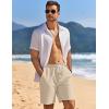 imageCOOFANDY Mens Linen Shorts Casual Drawstring Elastic Waist Lightweight Summer Vacation Beach ShortsBeige