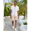 imageCOOFANDY Mens Linen Shorts Casual Drawstring Elastic Waist Lightweight Summer Vacation Beach ShortsBeige