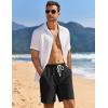 imageCOOFANDY Mens Linen Shorts Casual Drawstring Elastic Waist Lightweight Summer Vacation Beach ShortsBlack