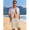imageCOOFANDY Mens Linen Shorts Casual Drawstring Elastic Waist Lightweight Summer Vacation Beach ShortsCream