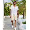 imageCOOFANDY Mens Linen Shorts Casual Drawstring Elastic Waist Lightweight Summer Vacation Beach ShortsCream