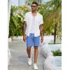 imageCOOFANDY Mens Linen Shorts Casual Drawstring Elastic Waist Lightweight Summer Vacation Beach ShortsDenim Blue