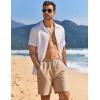 imageCOOFANDY Mens Linen Shorts Casual Drawstring Elastic Waist Lightweight Summer Vacation Beach ShortsKhaki