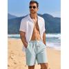 imageCOOFANDY Mens Linen Shorts Casual Drawstring Elastic Waist Lightweight Summer Vacation Beach ShortsLight Blue