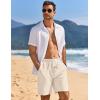 imageCOOFANDY Mens Linen Shorts Casual Drawstring Elastic Waist Lightweight Summer Vacation Beach ShortsLight Khaki  Khaki