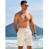 imageCOOFANDY Mens Linen Shorts Casual Drawstring Elastic Waist Lightweight Summer Vacation Beach ShortsLight Khaki