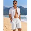 imageCOOFANDY Mens Linen Shorts Casual Drawstring Elastic Waist Lightweight Summer Vacation Beach ShortsWhite