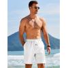 imageCOOFANDY Mens Linen Shorts Casual Drawstring Elastic Waist Lightweight Summer Vacation Beach ShortsWhite