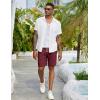 imageCOOFANDY Mens Linen Shorts Casual Drawstring Elastic Waist Lightweight Summer Vacation Beach ShortsWine Red