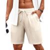 imageCOOFANDY Mens Beach Shorts 9quot Elastic Waist Drawstring Casual Shorts Regular Fit Summer Textured ShortsBeige