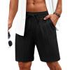 imageCOOFANDY Mens Beach Shorts 9quot Elastic Waist Drawstring Casual Shorts Regular Fit Summer Textured ShortsBlack