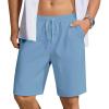 imageCOOFANDY Mens Casual Shorts Lightweight Elastic Waist Drawstring Summer Beach Shorts with PocketsLight Blue