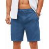 imageCOOFANDY Mens Cotton Linen Shorts 8 Inch Inseam Stretch Casual Dress Summer Beach Golf Shorts with PocketsBlue