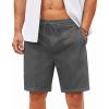 imageCOOFANDY Mens Cotton Linen Shorts 8 Inch Inseam Stretch Casual Dress Summer Beach Golf Shorts with PocketsDark Grey