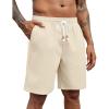 imageCOOFANDY Mens Linen Shorts Casual Drawstring Elastic Waist Lightweight Summer Vacation Beach ShortsCream