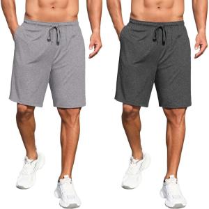imageCOOFANDY Mens 9 inch Gym Workout Shorts Lightweight Casual Active Running Shorts with Pockets 1 or 2 PackDark GreyLight Grey