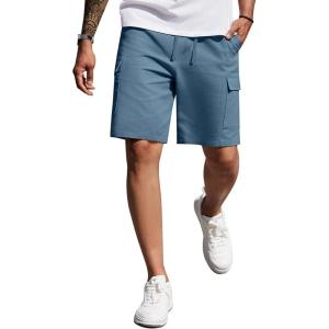 imageCOOFANDY Mens Cargo Shorts 9quot Relaxed Fit Casual Shorts Internal Drawstring Outdoor Hiking Shorts with Multi PocketsNavy