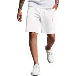 imageCOOFANDY Mens Cargo Shorts 9quot Relaxed Fit Casual Shorts Internal Drawstring Outdoor Hiking Shorts with Multi PocketsWhite