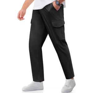 imageCOOFANDY Mens Casual Pants Lightweight Hiking Cargo Pants Stretch Outdoor Work Pant with Multi PocketsBlack