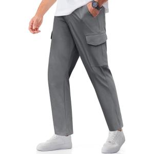 imageCOOFANDY Mens Casual Pants Lightweight Hiking Cargo Pants Stretch Outdoor Work Pant with Multi PocketsDark Gray
